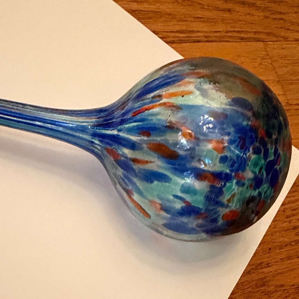 Plant Watering Glass Bulb Handcrafted Blue and Red Like New! - Picture 6 of 6